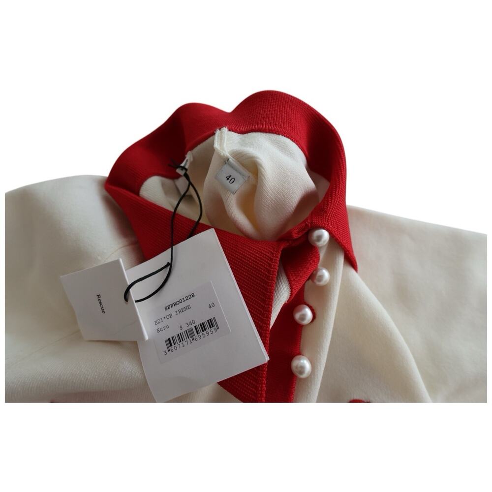 Sandro Paris Irene Polo Cream/Red Collared Dress in Size 40/8 - Picture 14 of 16